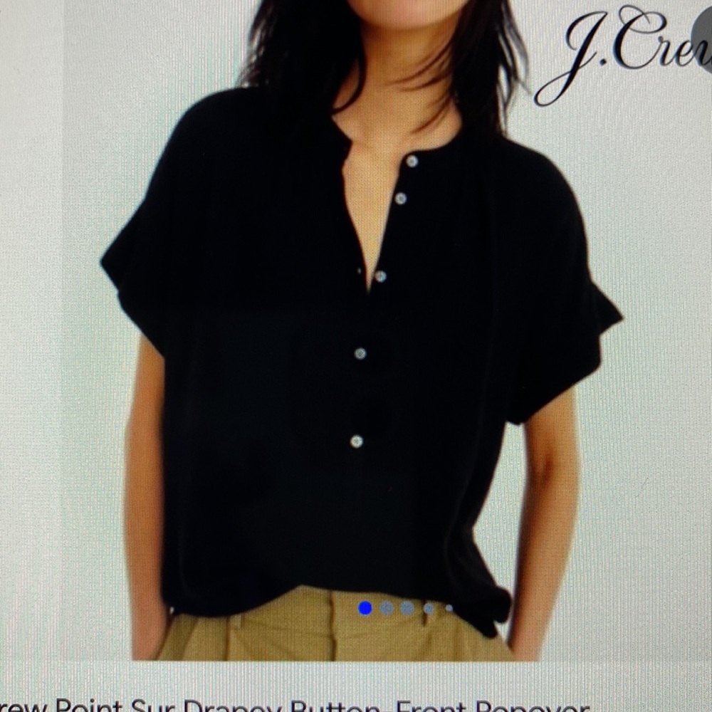 J Crew Point Sur black viscose top EUC